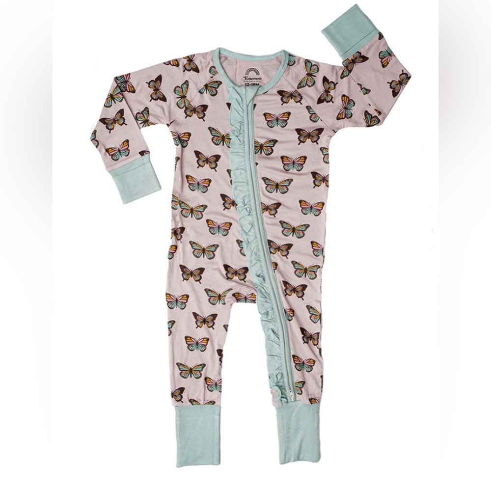 Butterfly bamboo baby footie pajama